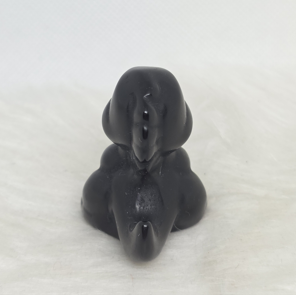 Black Obsidian Dinosaur Crystal Carving 🦖🖤 - Picture 4 of 5